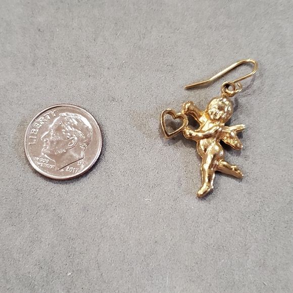 Vintage Cupid Earrings goldtone, 1" long - Picture 6 of 6